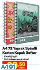 A4 72 YAPRAK SPİRALLİ KARTON KAPAK KARELİ/ÇİZGİLİ DEFTER